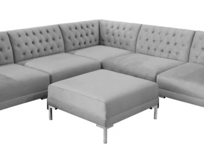 Grau Chesterfield Sofas Luxus Möbel Neu Ecksofa Hocker Grau Big Textill Stoff